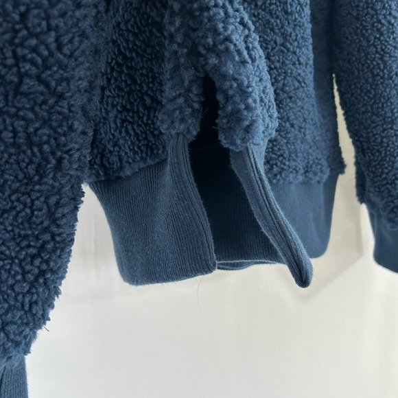 JoyLab Navy Blue Sherpa Quarter Zip Women’s Size Large Kangaroo Front Pocket - Picture 5 of 12